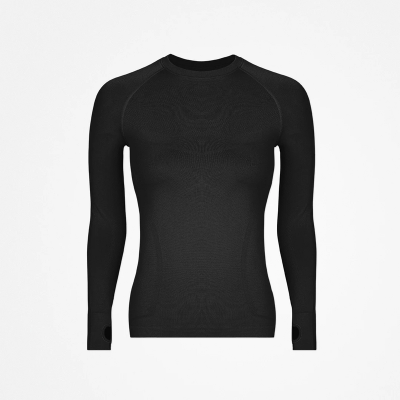 Sportshirt langarm Damen Schwarz