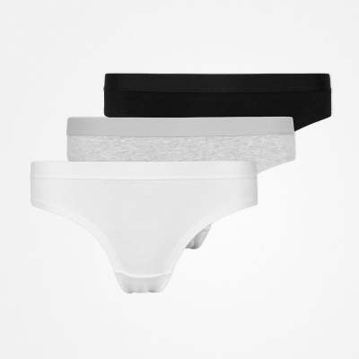 Brazilian Slips mit Gummibund aus Bio-Baumwolle Mix (Weiß/Hellgrau/Schwarz)
