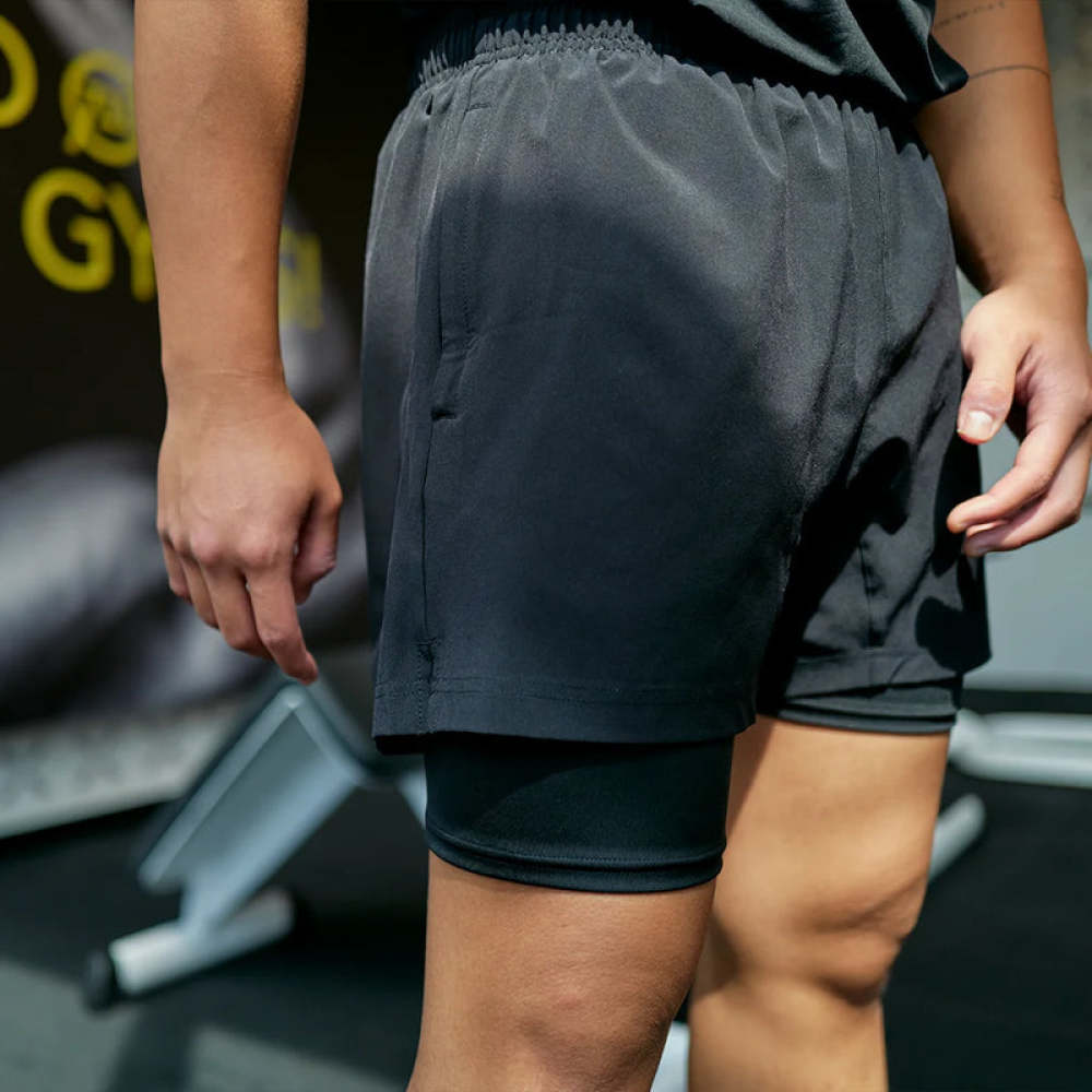 2 in 1 Shorts Herren Schwarz