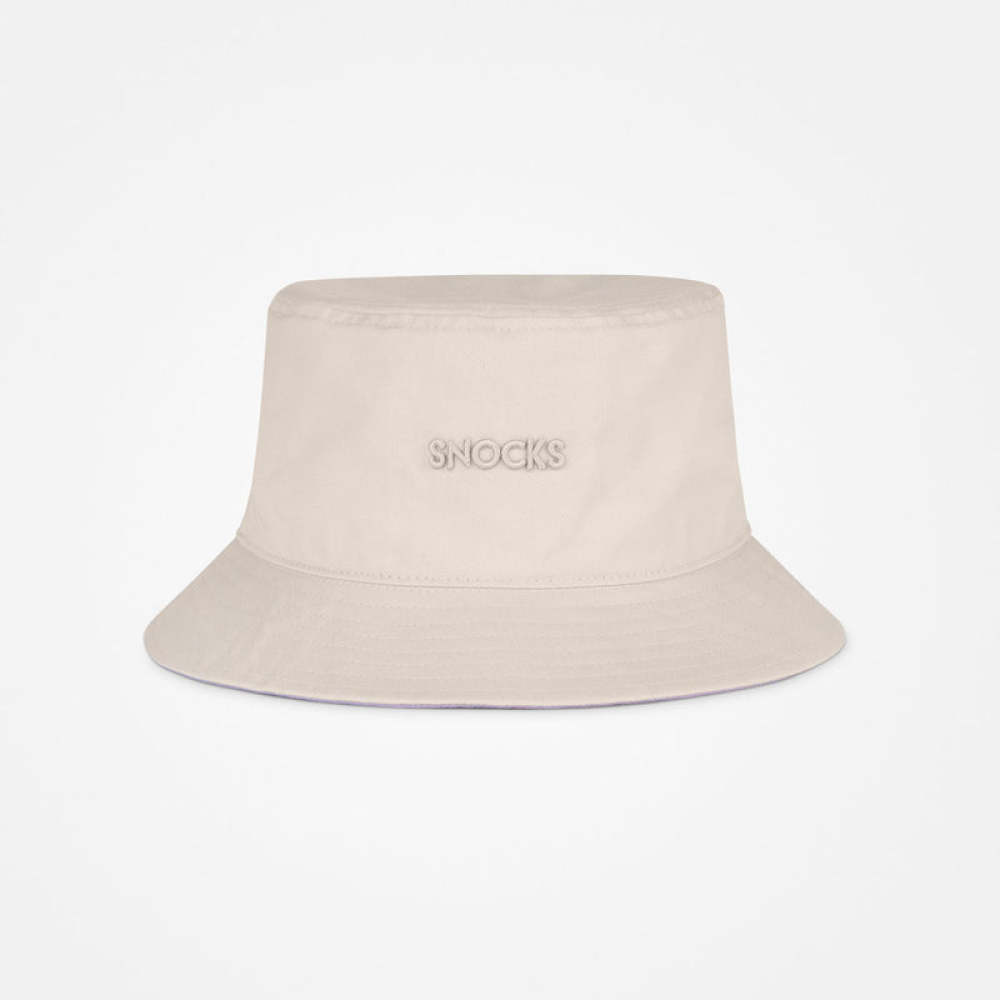 Bucket Hat aus Bio-Baumwolle Beige/Lila