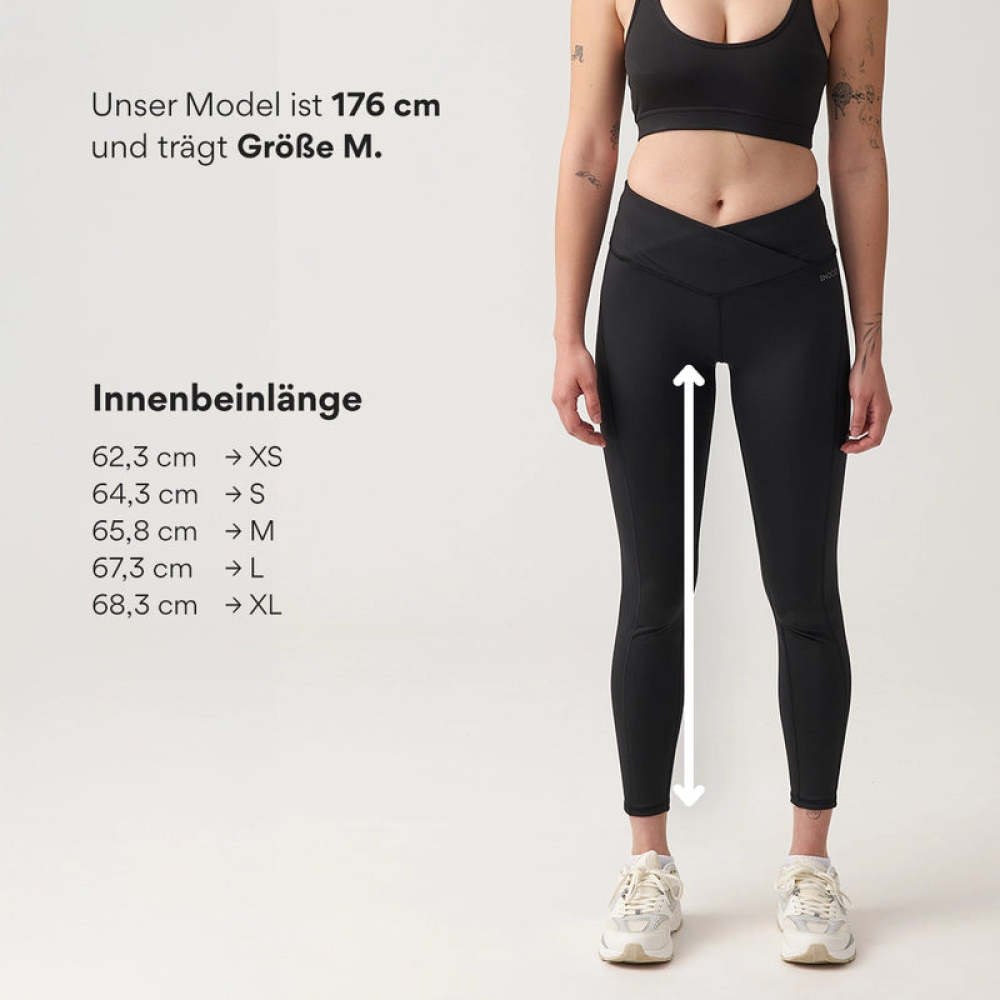 High Waist Leggings V Cross aus recyceltem Polyester Schwarz