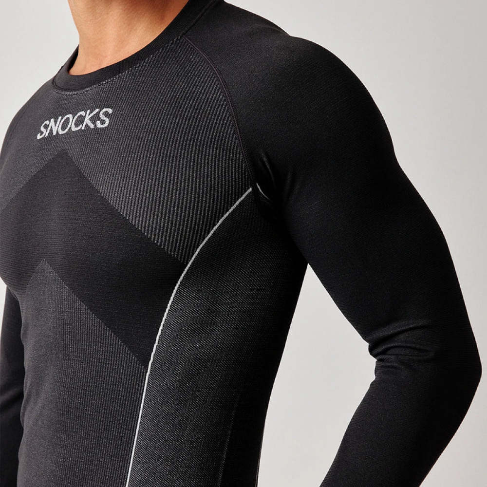 Thermounterhemd Herren aus recyceltem Polyester Schwarz