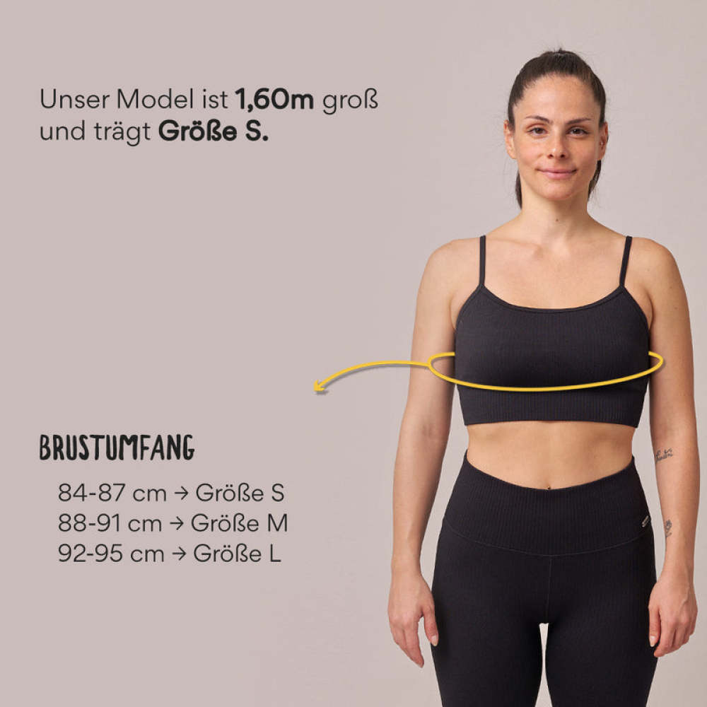 Gerippter Sport-BH aus recyceltem Polyamid Schwarz