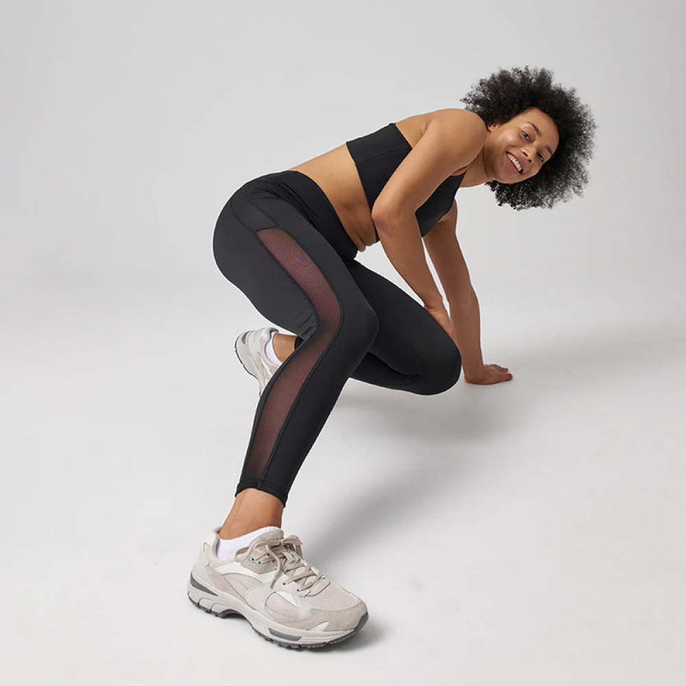 High Waist Leggings Mesh aus recyceltem Polyester Schwarz