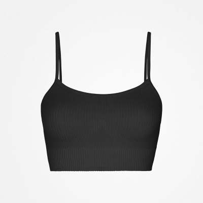 Gerippter Sport-BH aus recyceltem Polyamid Schwarz