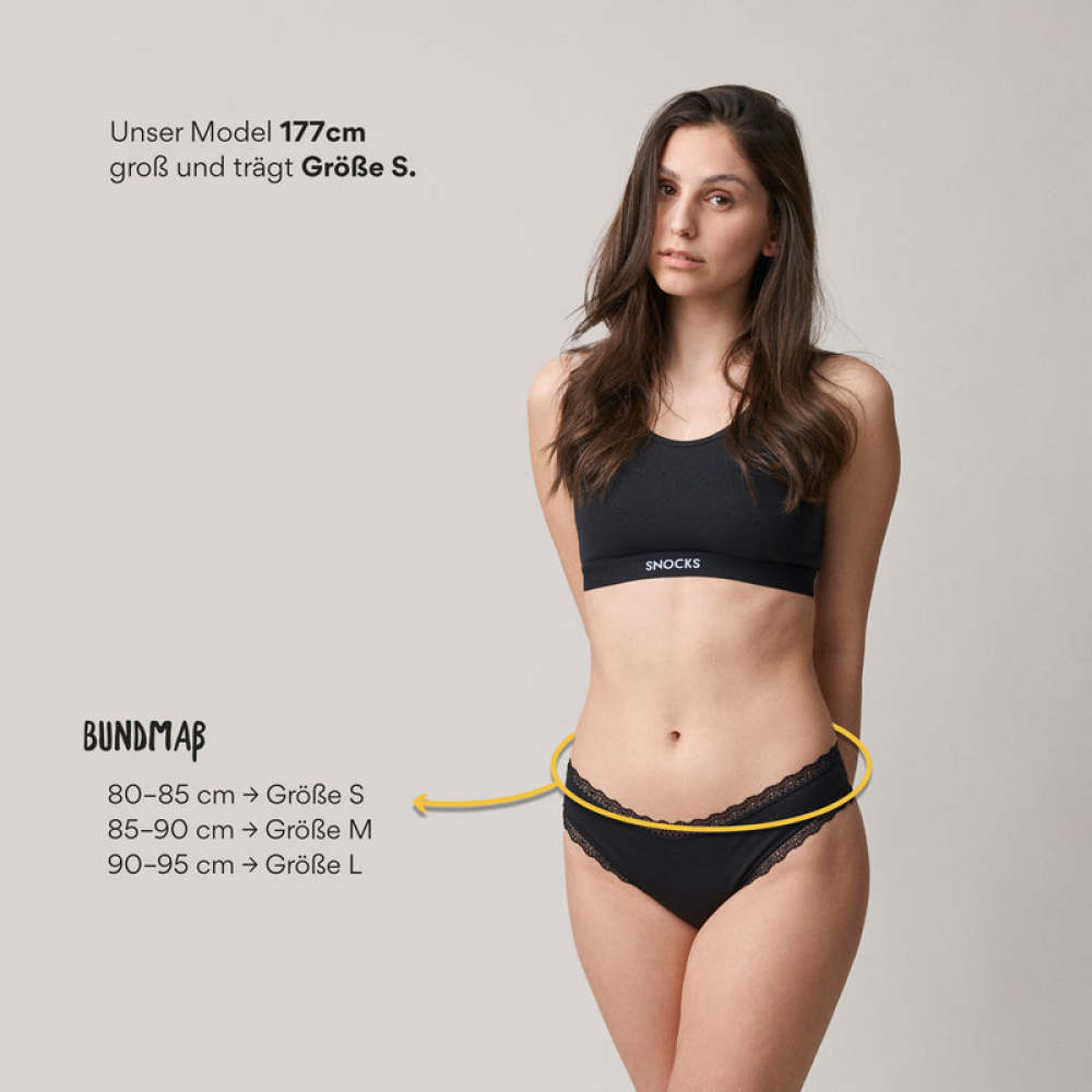Tangas mit Spitze aus Bio-Baumwolle Schwarz