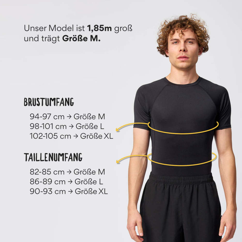Funktionsshirt Herren aus recyceltem Polyester Schwarz