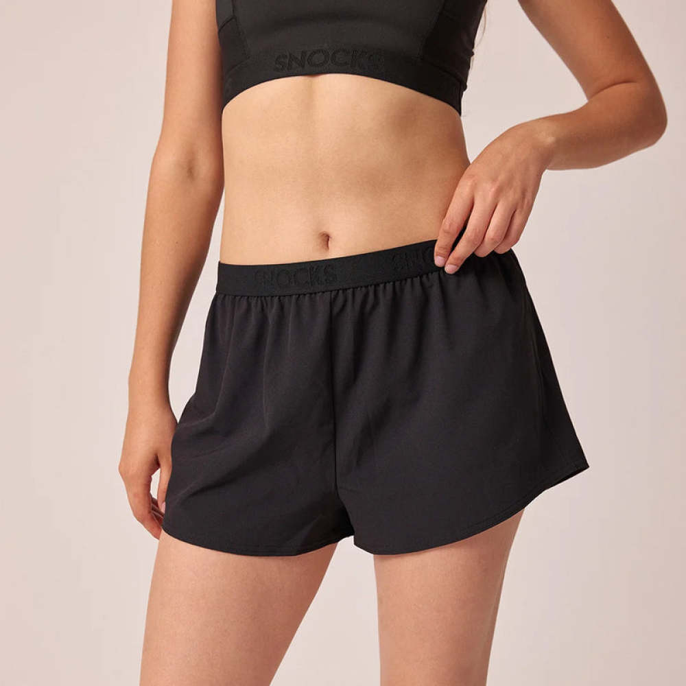 Kurze Laufshorts Damen Schwarz