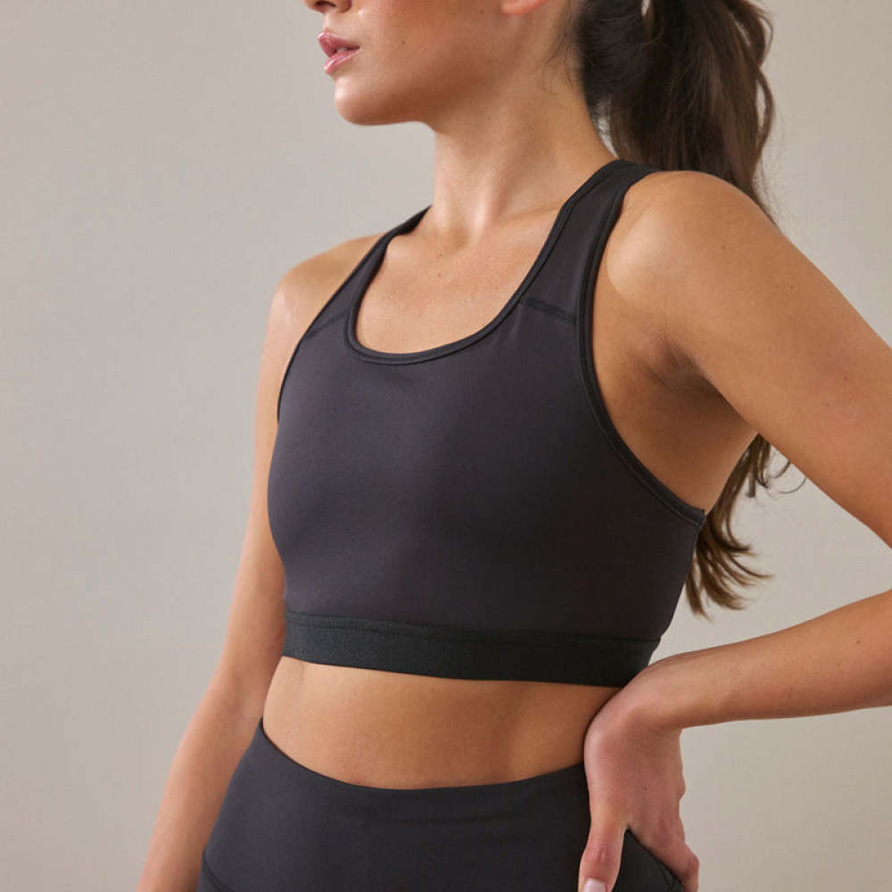 Sport-BH aus recyceltem Polyester Schwarz