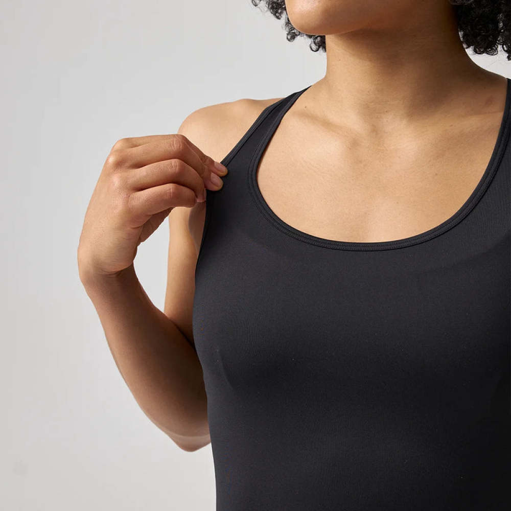 Racerback Tank Top aus recyceltem Polyamid Schwarz
