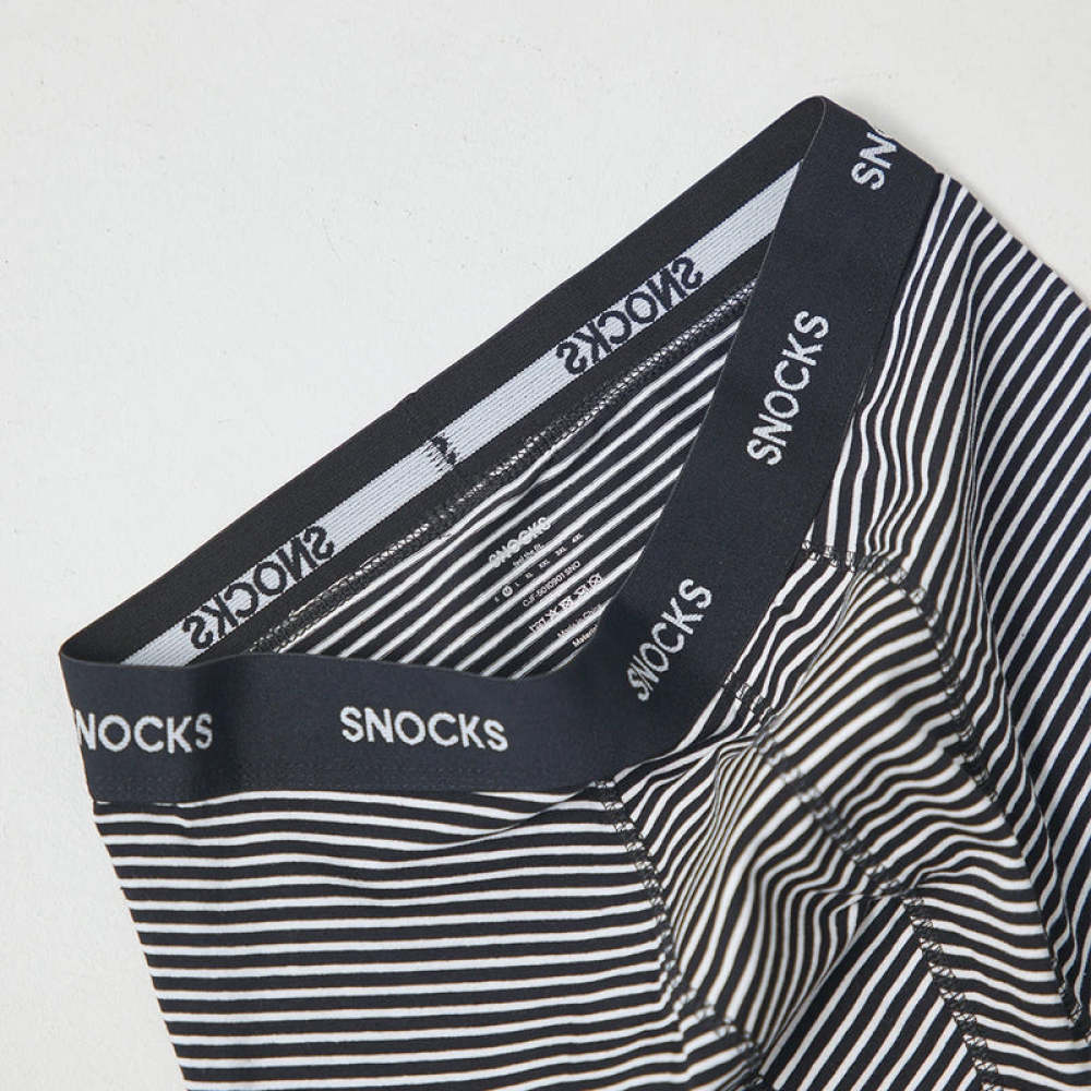 Lange Boxershorts mit Streifen aus Bio-Baumwolle Schwarz (Streifen)