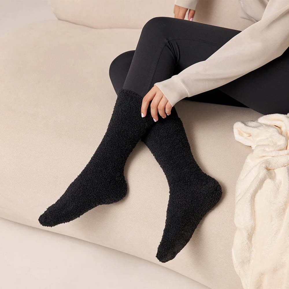 Kuschelsocken aus recyceltem Polyester Mix (Schwarz/Grau)