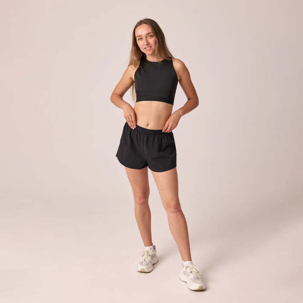 Kurze Laufshorts Damen Schwarz