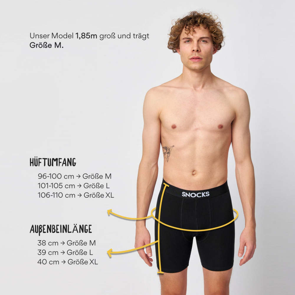 Lange Boxershorts aus Bio-Baumwolle Mix (Schwarz/Grau/Hellgrau)