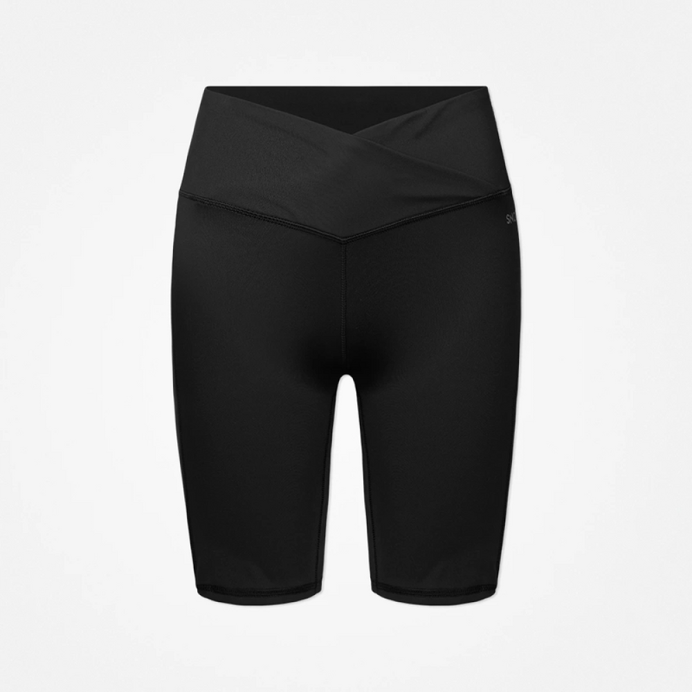 Radlerhose Damen V Cross aus recyceltem Polyester Schwarz