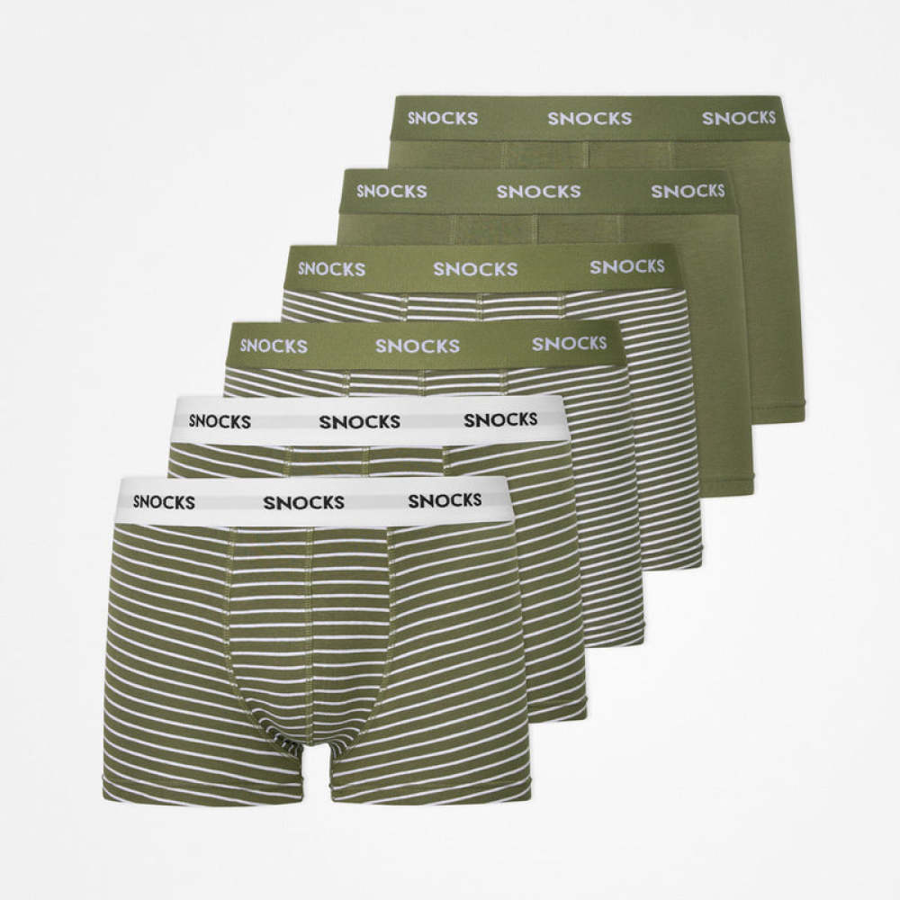 Boxershorts mit Streifen aus Bio-Baumwolle Olivgrüne Streifen