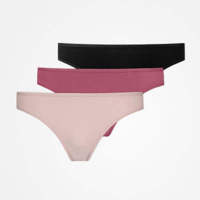 Tangas aus Bio-Baumwolle Mix (Apricot/Mauve/Schwarz)