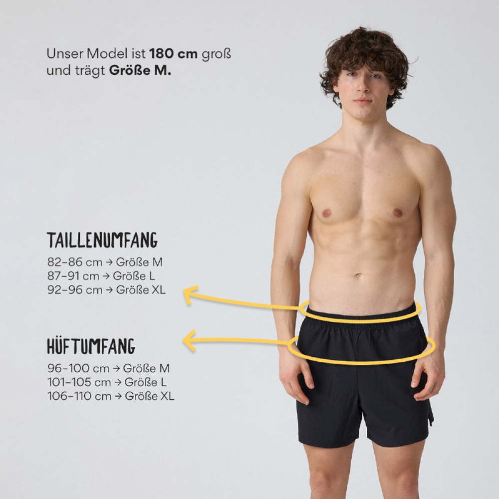 Kurze Sporthose Herren 5 inch Schwarz