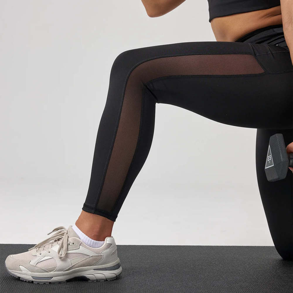 High Waist Leggings Mesh aus recyceltem Polyester Schwarz