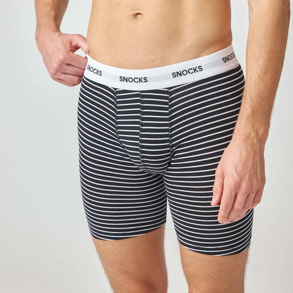 Lange Boxershorts mit Streifen aus Bio-Baumwolle Blau (Streifen)