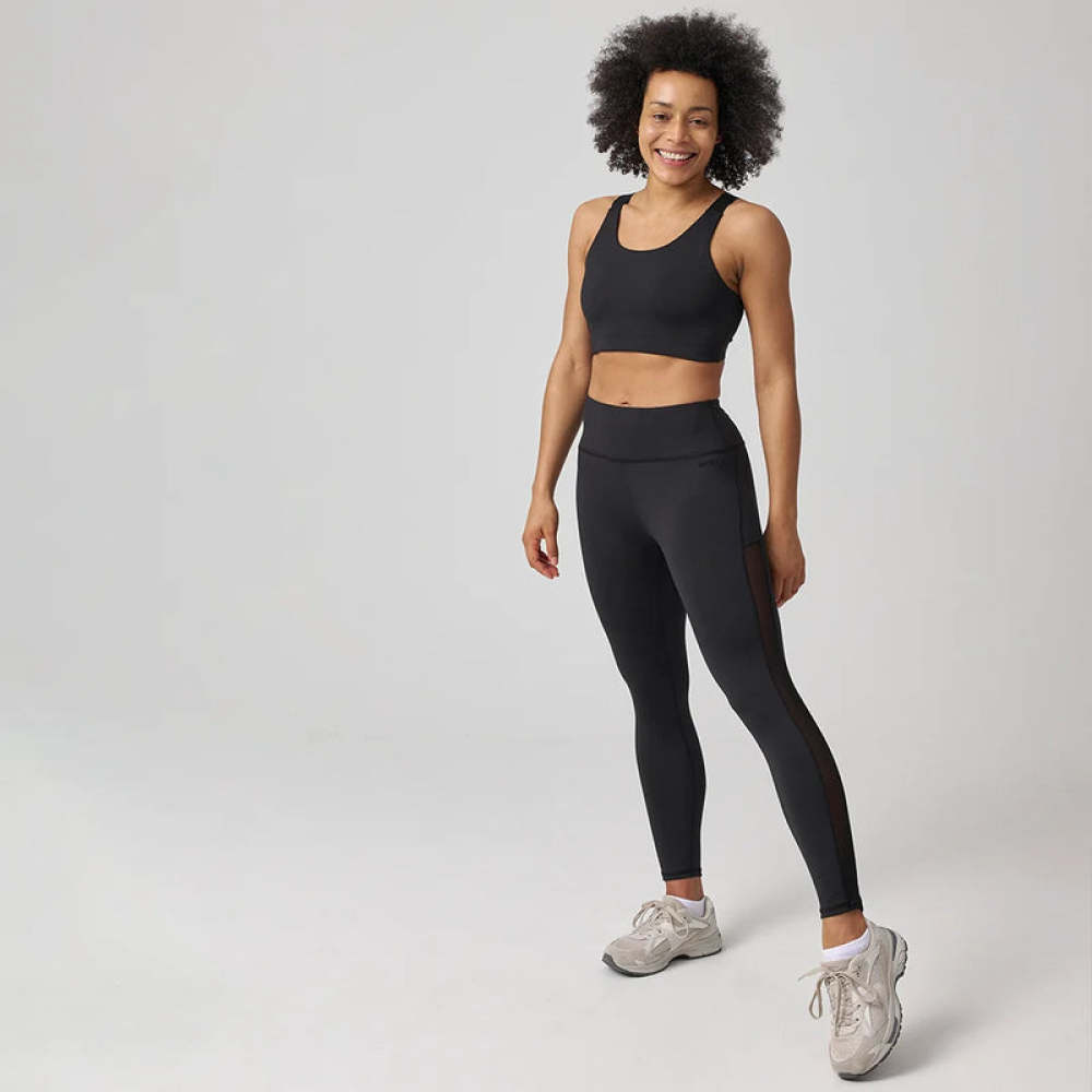Sport-BH Mesh aus recyceltem Polyester Schwarz