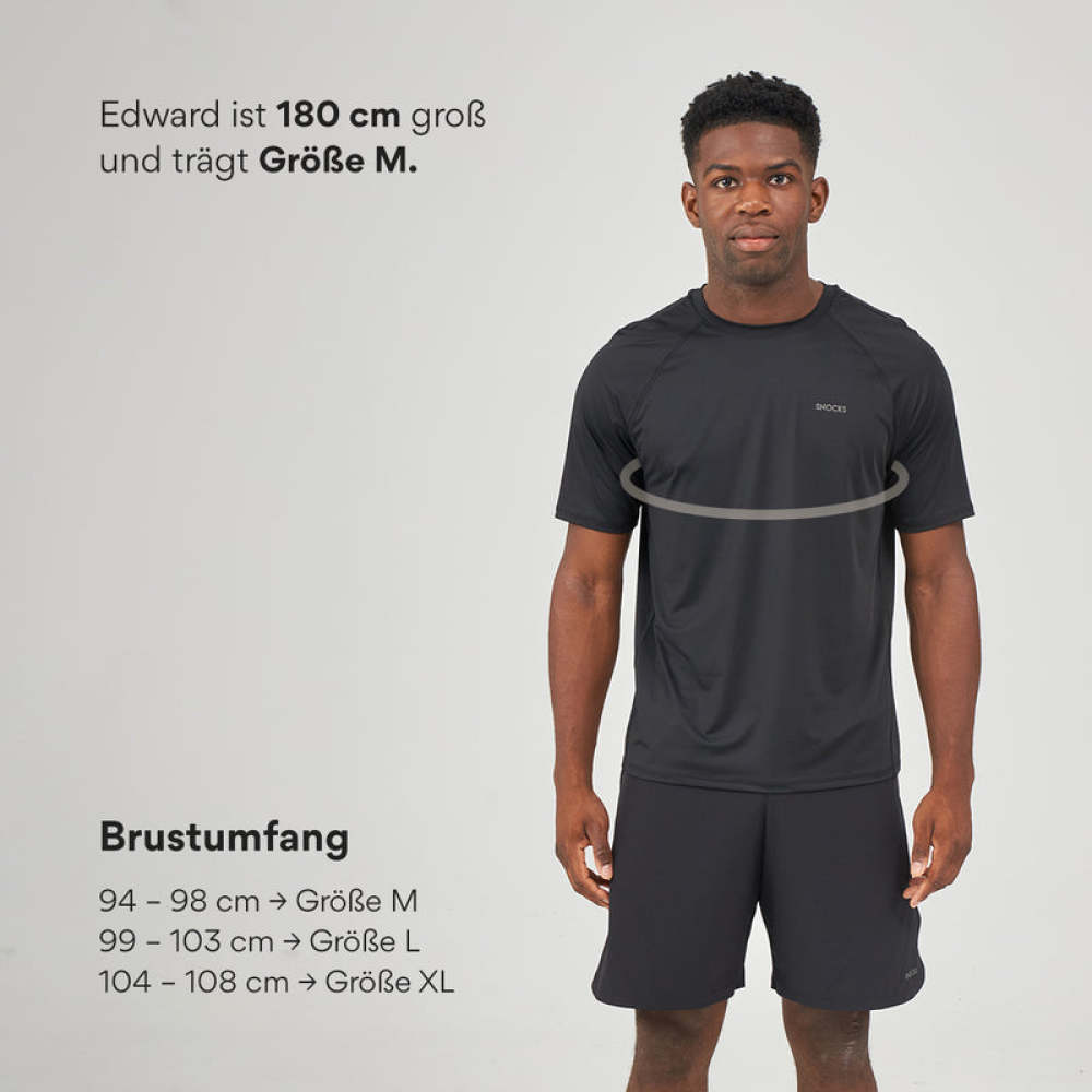 Trainingsshirt Raglan Herren aus recyceltem Polyamid Schwarz