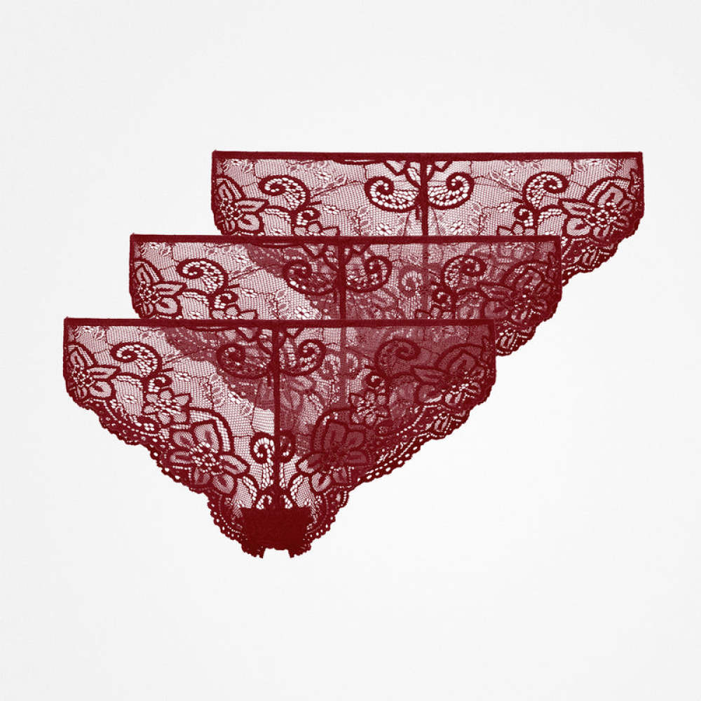 Brazilian Slips aus Spitze Dunkelrot