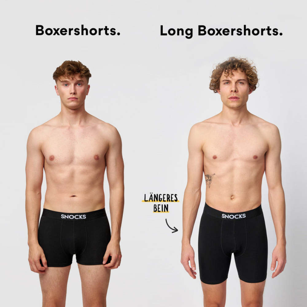 Lange Boxershorts aus Bio-Baumwolle Mix (Schwarz/Grau/Hellgrau)