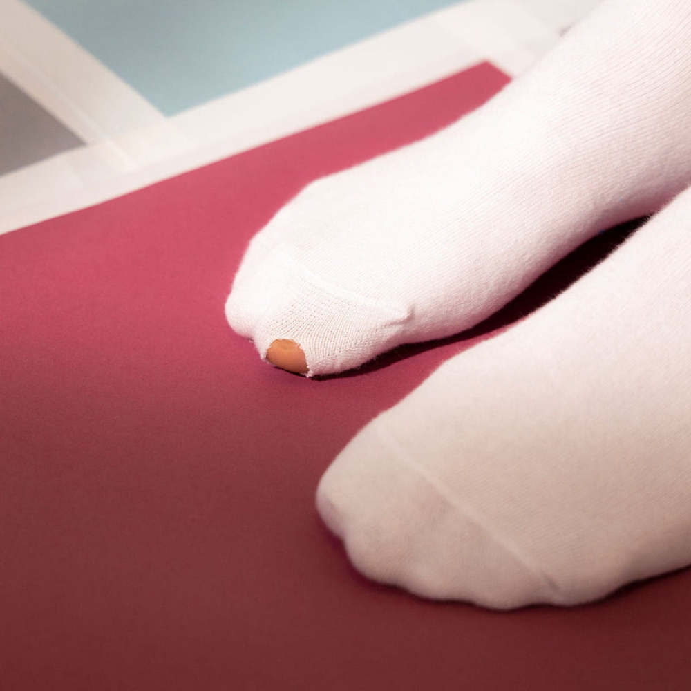 Hohe Sportsocken mit Streifen aus Bio-Baumwolle Weiß