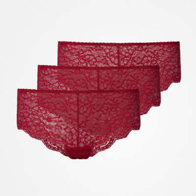 Hipster Panties aus Spitze Dunkelrot