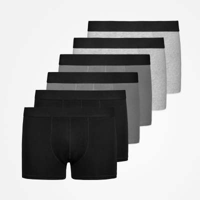 Boxershorts ohne Logo aus Bio-Baumwolle Mix (Schwarz/Grau/Hellgrau)