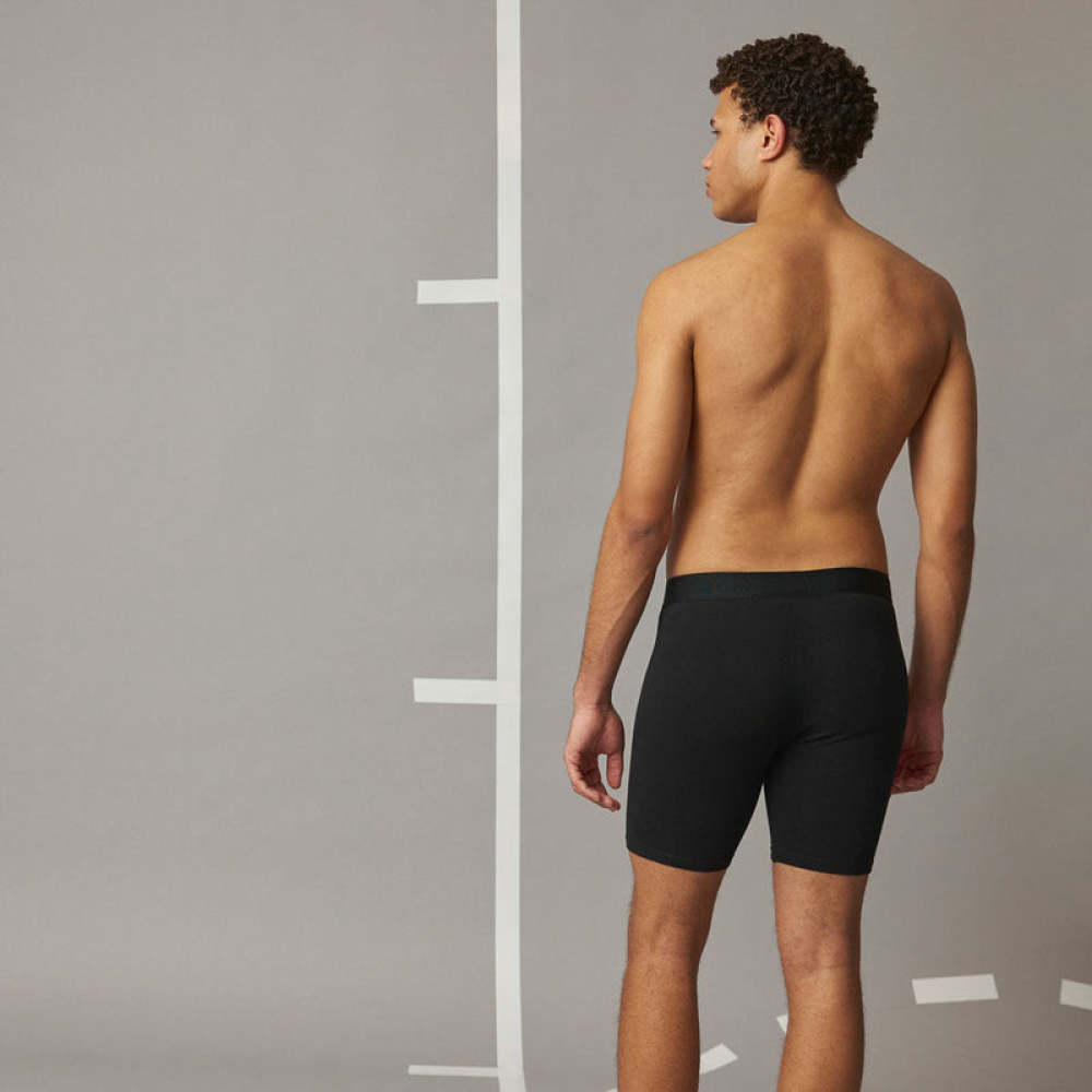 Lange Boxershorts aus Bio-Baumwolle Mix (Schwarz/Grau/Hellgrau)