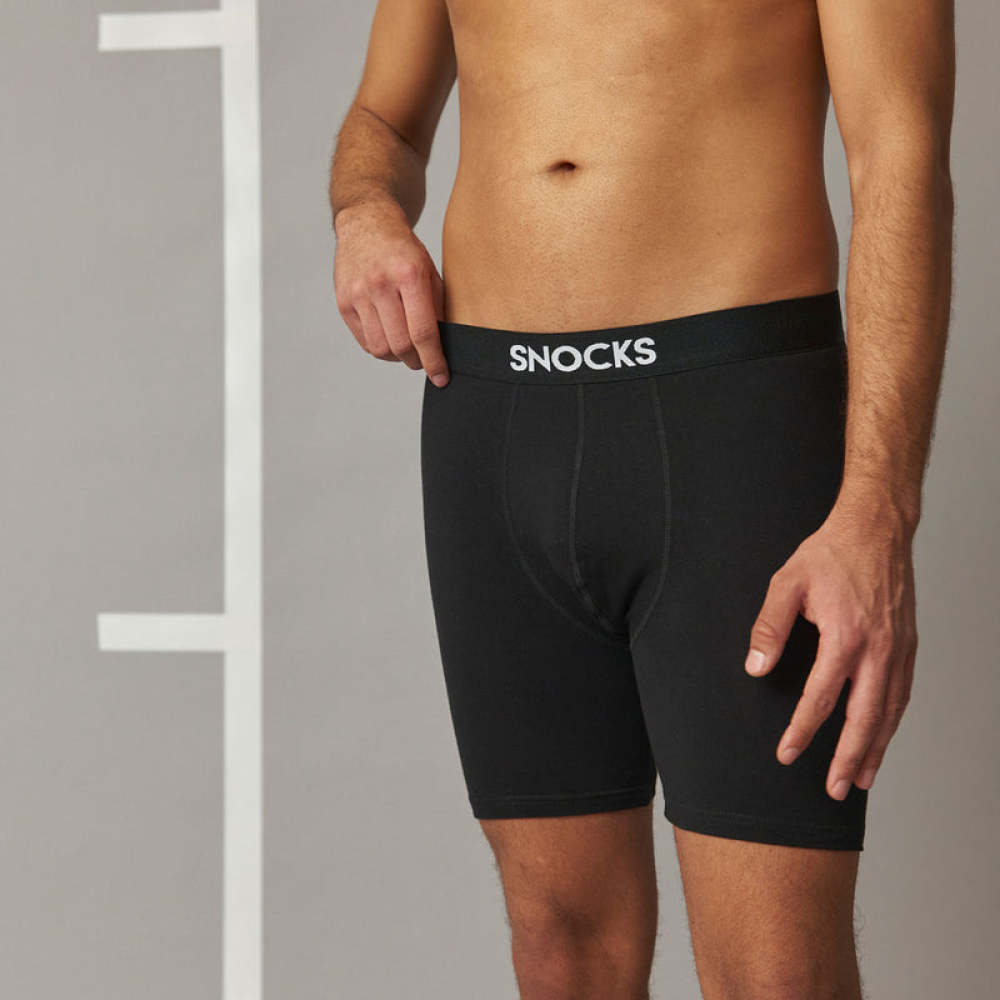 Lange Boxershorts aus Bio-Baumwolle Schwarz