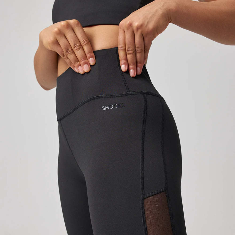 High Waist Leggings Mesh aus recyceltem Polyester Schwarz