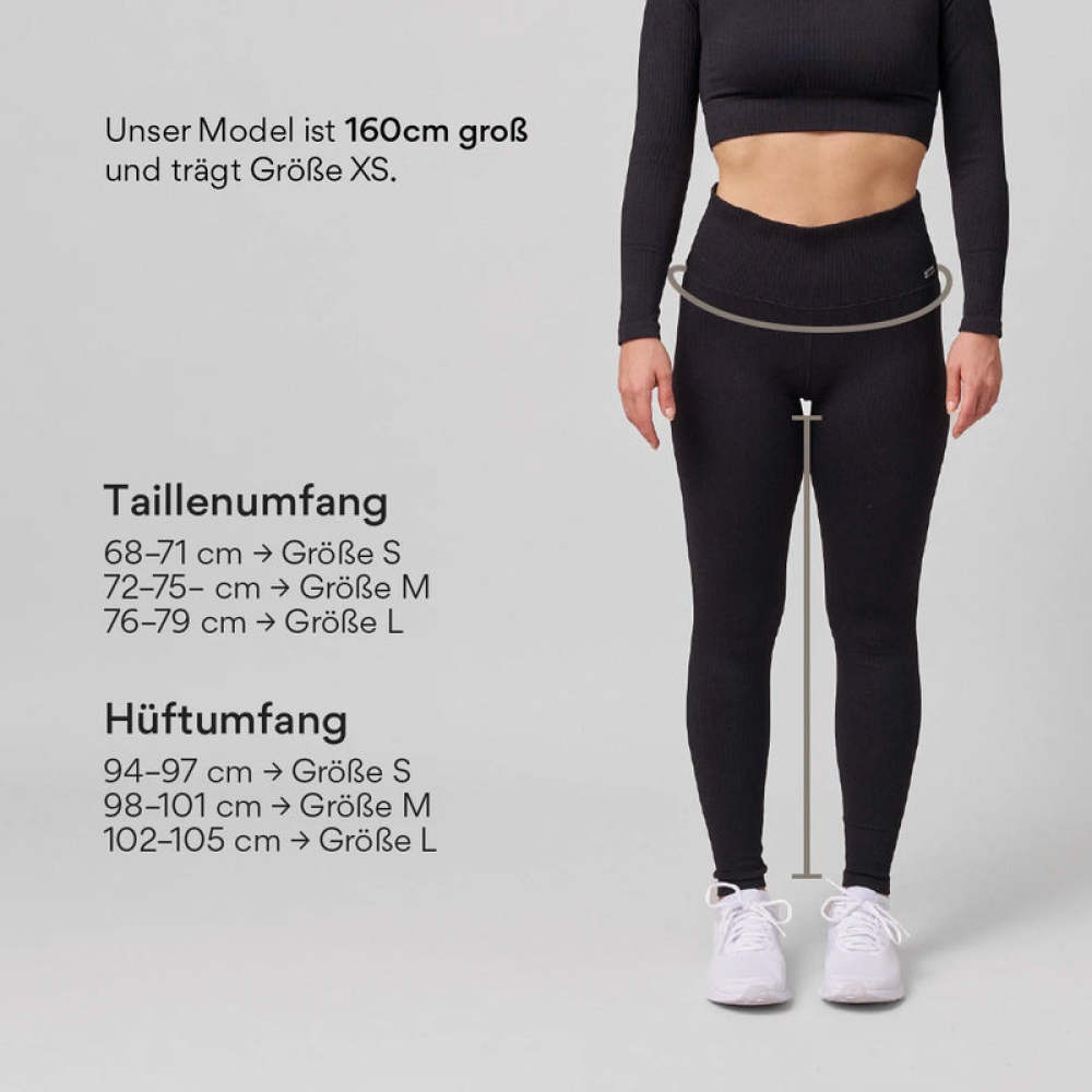 Gerippte Leggings aus recyceltem Polyamid Schwarz